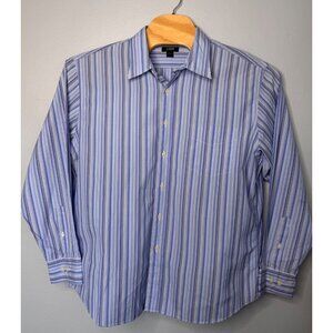 J. Crew Blue/White Striped Long Sleeve Office Button Down Classic Shirt XL
